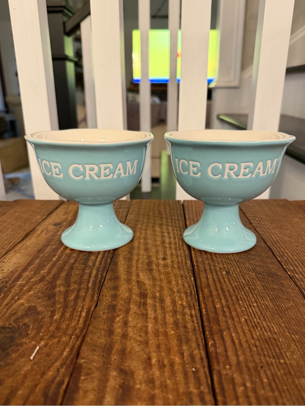 Light Blue 'Ice Cream' Ceramic Dessert Bowls - Set of 2